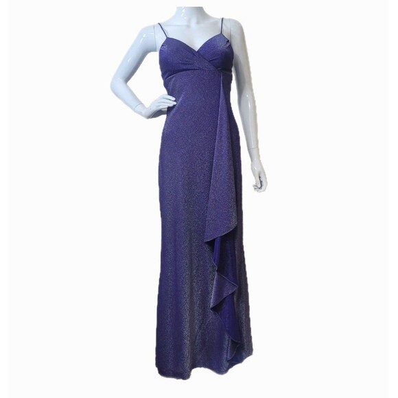 De Laru Dresses & Skirts - De Laru Dress Womens Size 9 10 Long Purple Metallic Spaghetti Strap Dress